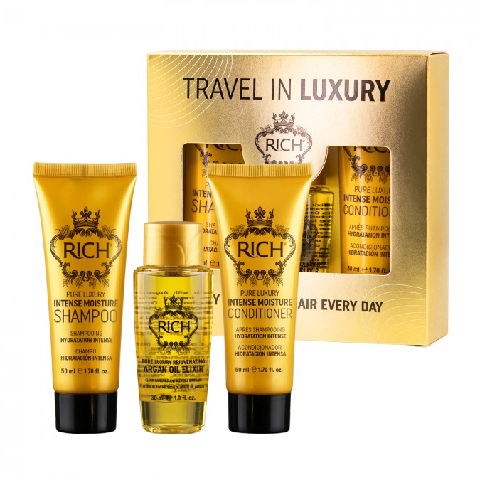 RICH Pure Luxury Travel In Luxury Set (Sh 50 ml+Cond 50 ml+Oil 30 ml)